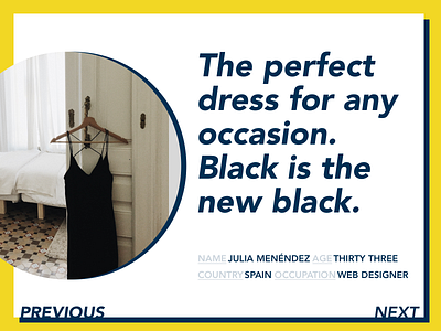 DailyUI #039 - Testimonials avenir blue dailyui dailyui 039 design fashion testimonial webdesign yellow