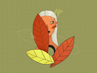Dryad 2.0 character design digital drawing dryad girl character green illustration orange plants portrait texture wacom intuos