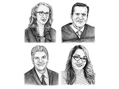 San Diego Magazine art drawing editorial illustration graphite illustration lawyers portraits san diego san diego magazine spot illustration