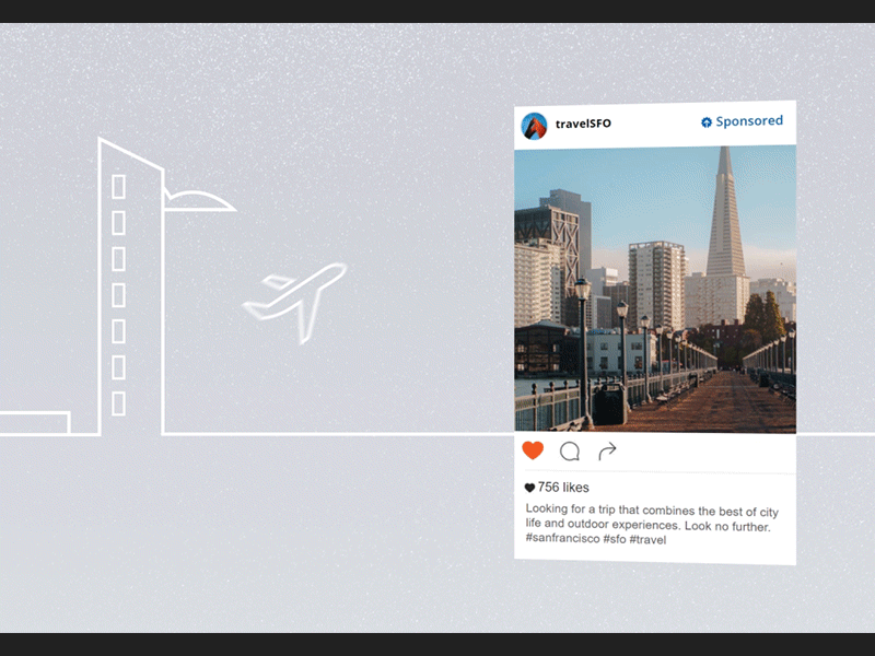 Travel to SF after effects airline airplane animation line art mobile motion design san francisco travel