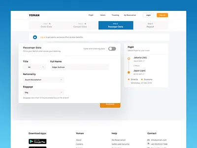 Confirmation Pasangger Data Ticket confirmation passangger flight landing page landingpagedesign pasangger data form ticketing ui ux