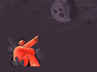 Planets graphic design illustration line minimal moon person planets plants pointing retro sketch space texture