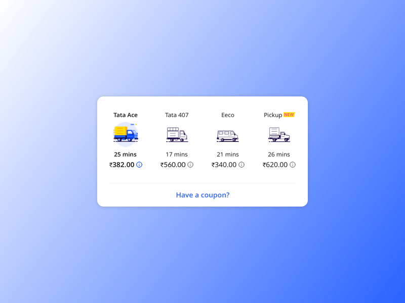 Card transition animation app design flat logistics ui