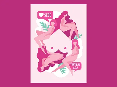 Breast cancer prevention poster /Love yourself adobe illustrator art body positivity breast cancer breast cancer awareness cancer cancer prevention design digital flat graphic illustration pink poster poster a day poster art poster collection poster design type vector