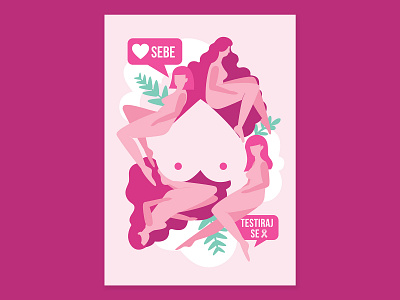 Breast cancer prevention poster /Love yourself adobe illustrator art body positivity breast cancer breast cancer awareness cancer cancer prevention design digital flat graphic illustration pink poster poster a day poster art poster collection poster design type vector