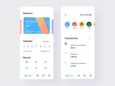 Financial Application add calendar dribbble finance finance app friend records transaction ui usd 中央 商标 图标 应用 应用程序设计 概念设计 设计