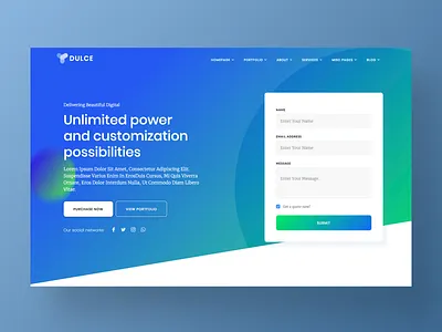 Dulce – Creative Website Template agency app branding corporate design flat homepage landing onepage page responsive design responsive website site studio typography ui ui kit ux web website