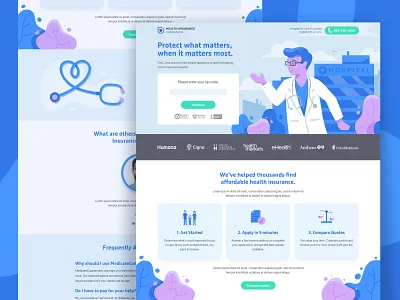 Health Insurance Companion coverage doctor dr health hospital illustration insurance landing landing page stethoscope