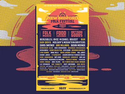 New Bedford Folk Festival | 2019 Poster boston branding crafts design festival folk folk festival food illustration july logo music new bedford sun sunrise sunset theater typography vector