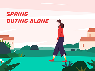 Spring outing alone 动物，插图，海 插图 景观
