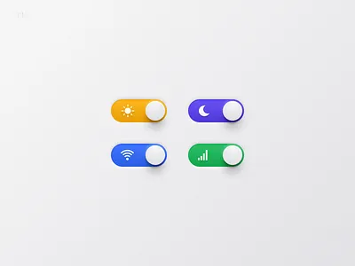 Daily UI Challenge #015 On Off Switch app blue clean color control daily ui green icon night purple real rich settings skeuomorphic soft switch texture toggle white yellow