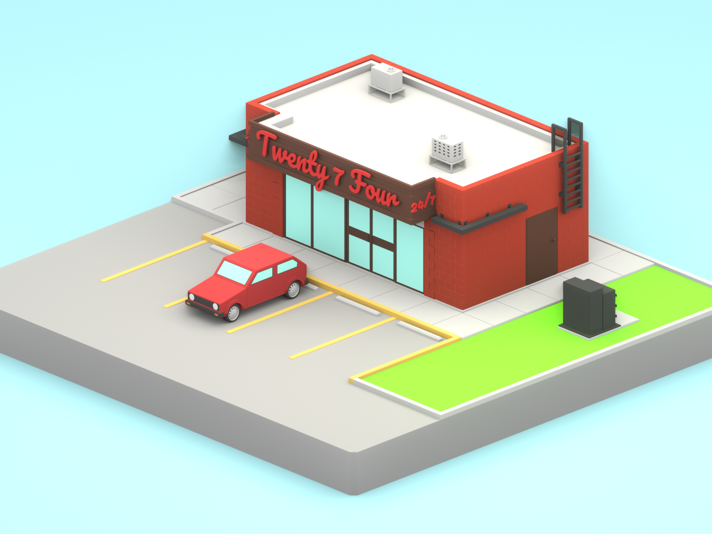 Example of Lowpoly 24/7 market version 2
