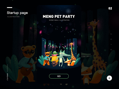 Meng pet party animal app startup page band deer design frog h5 illustration panda party squirrel ui wolf