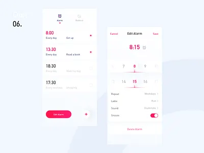 alarm clock alarm clock alarm clock interface alarm setting app card interface interface design ui