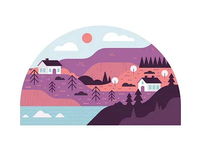 Illustration | Micro Scene No.2 cliffs color colorful design exploration freelance fun illustration illustrator landscape landscape illustration nature style sun trees vector water wilderness