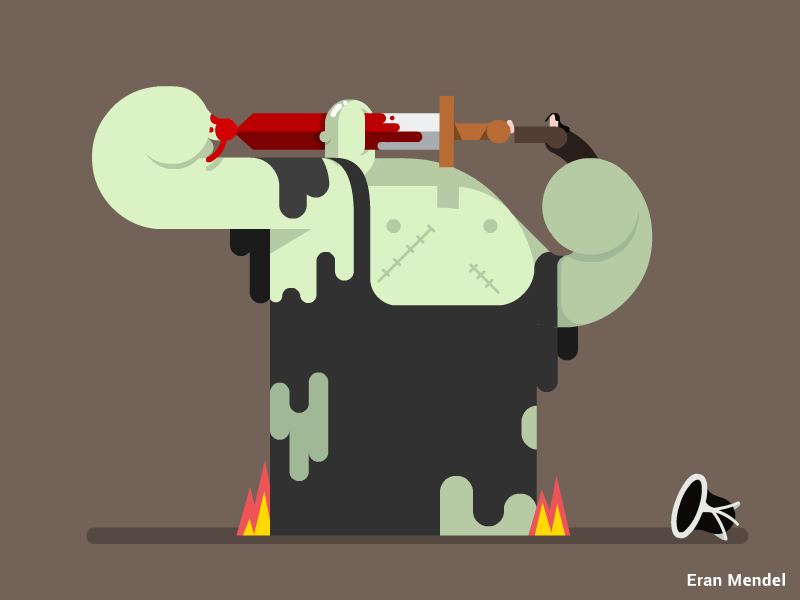 S08E05 - Cleganebowl 2d animation character characters clegane cleganebowl eran mendel fighter fire flat game of thrones gif got hound illustration loop motion motion design mountain vector