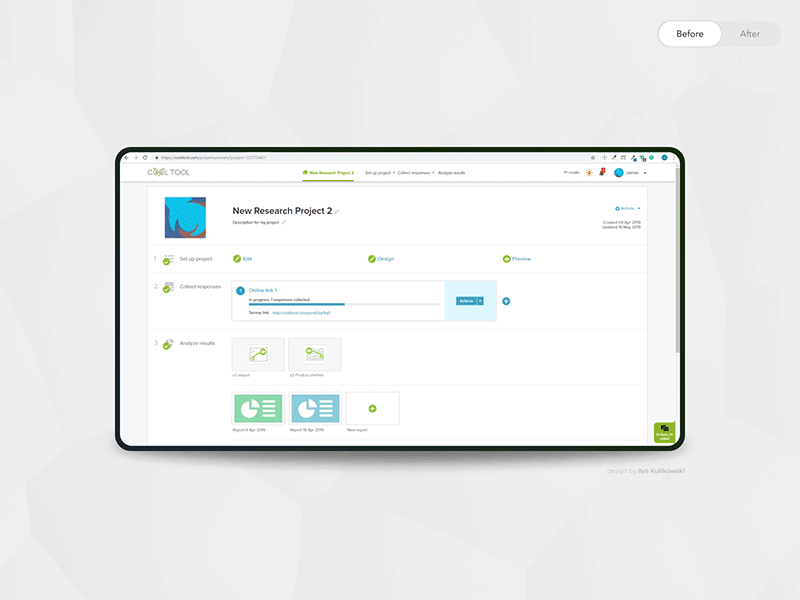 Cooltool V2.0 Before Vs After admin panel analytics animation animation app app animation app design dashboad motion motion design project research survey survey builder survey constructor web admin web app web app animation web app design web application web dashboard