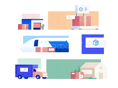 Shipment logistics illustration flight homepage logistics movement plane shipment shipping transportation warehouse