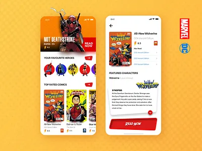 Comic book Reading App amazon app colorful comicbooks comics dc deadpool design ebooks ecommerce kindle marvel minimalist online reading spiderman titans ui uiux