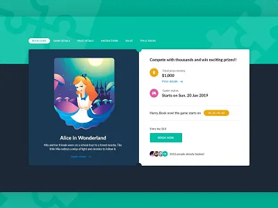 Game Booking Page art book game booking clean dark ui design game game design icon iconography icons illustration minimal photoshop simple typography ui ux web web design