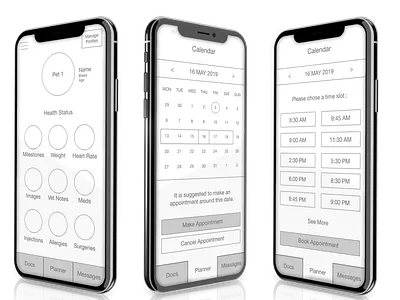 Vet App - Wireframe ux