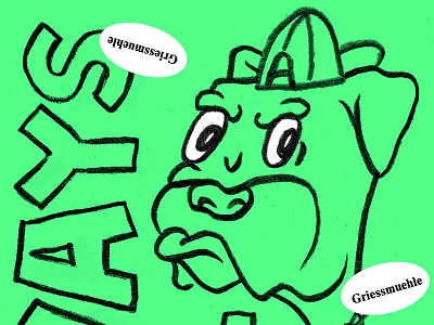 Dog's got a new face berlin green illustration party poster