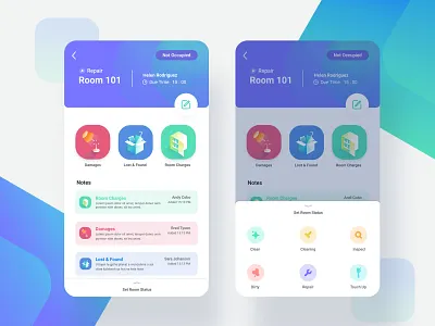 Housekeeping App Room Status app app design damages hotel hotel management hotels housekeeping management app property rooms software status ui ui design ux ux design