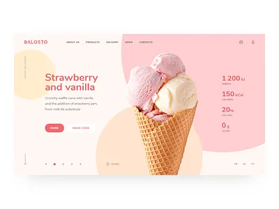 Balosto clean design homepage ice cream logo minimalism simple site slider trends ui uiux ux web webdesign website
