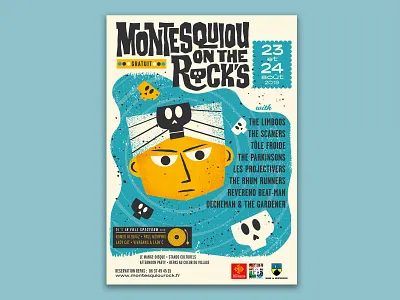 Hoodoo man & skulls illustration musicfestival poster rock skull vintage