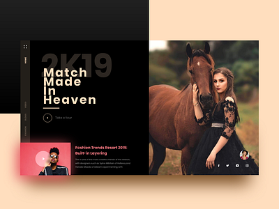 Landing Page black dark horse image lady landing page ui