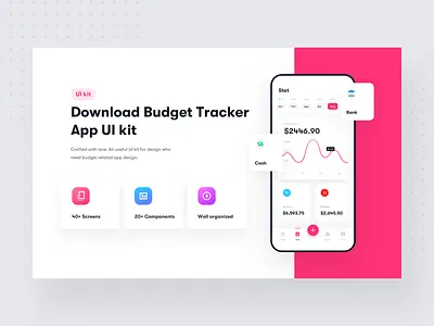 Budget Tracker - Financial app UI kit - Sketch XD Figma app ui kit budget app daily budget expense income ios app ios ui kit iphone x mobile app money money tracker sketch symbol transaction ui content ui element ui kit wallet