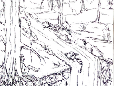 A Lazy Sketch Of Where The Head Wants To Be calm design drawing graphite illustration art ink landscape meadow pencil trees
