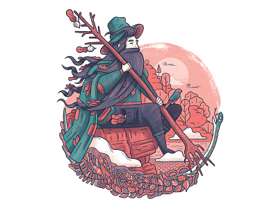 Liczyrzepa drawing flat folk folklore illustration mountains pink snake travel traveling wanderlust