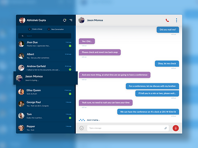 Messenger Web App UI call chat chat app clean dark emoji light messenger profile ui ux web app white