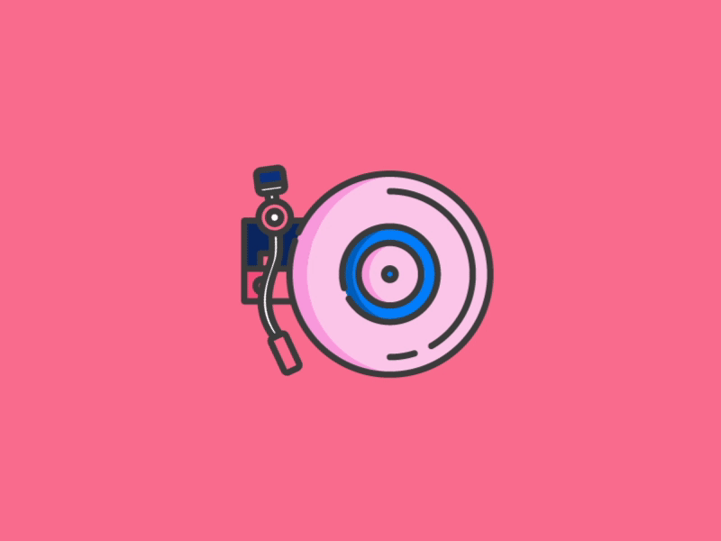 Collection of gif: Player record aftereffects animation design flat icon illustration motiongraphics music player record recordplayer vector