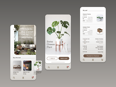 Home Decor App adobexd app brand and identity cart design ecommerce flat homedecor homepage illustration minimal typography ui vector