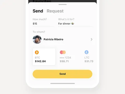 Money transfer form app crypto finance flat ios money ui ux wallet