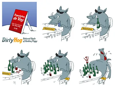 Vine Degustation comics degustation drunk hog illustration pig vine