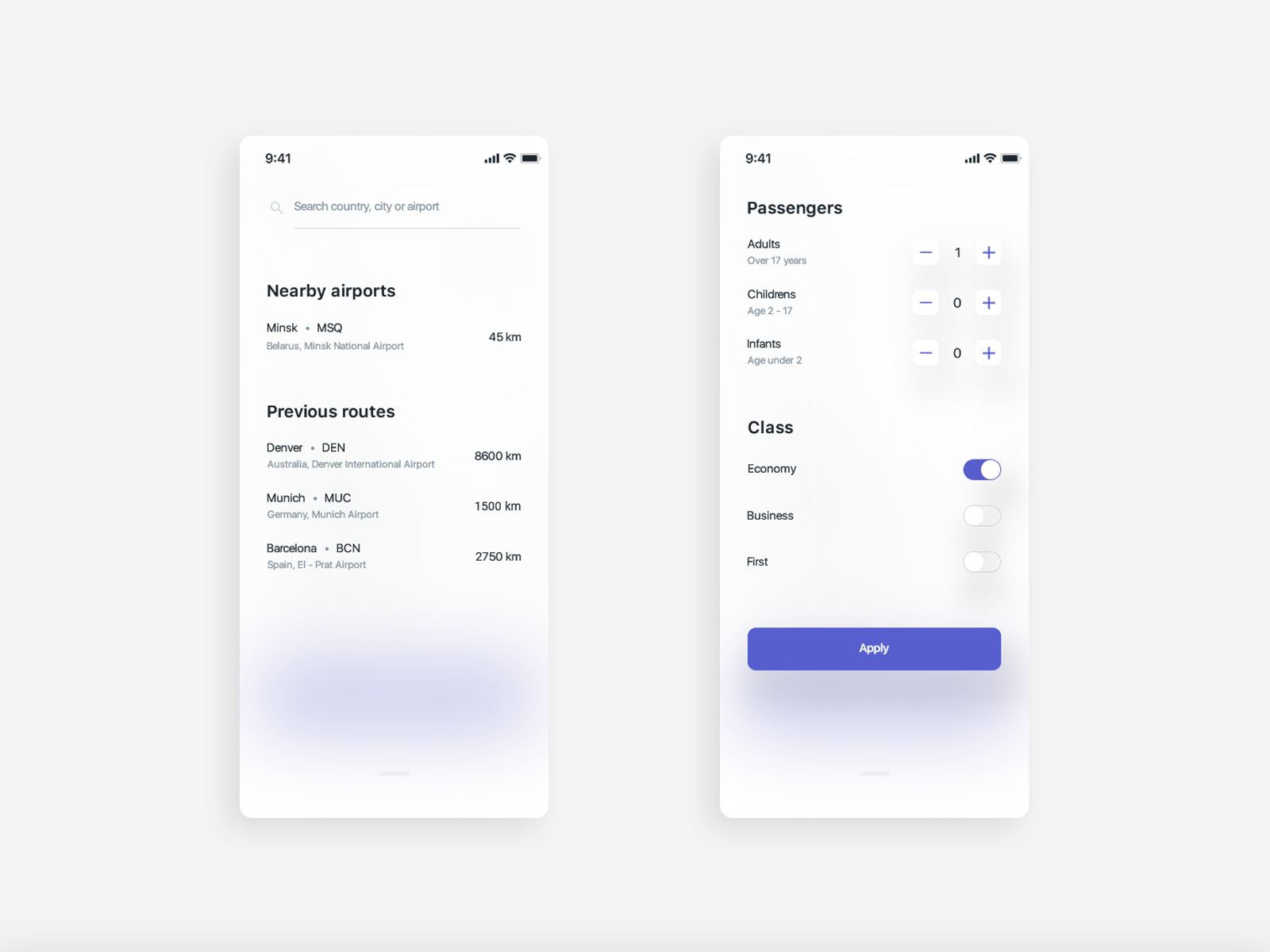 Plane booking app • airport and passenger details adobe aircraft airport booking app clean design flight invision ios app design mobile app photoshop plane popup route simple travel app trip ui ux white
