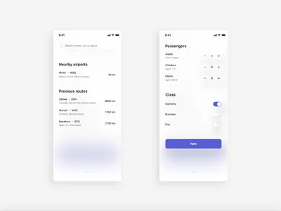 Plane booking app • airport and passenger details adobe aircraft airport booking app clean design flight invision ios app design mobile app photoshop plane popup route simple travel app trip ui ux white