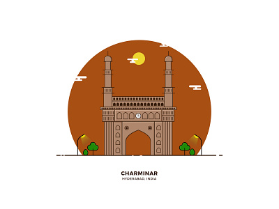Charminar architechture charminar flat design hyderabad hyderabadtourism illustration india