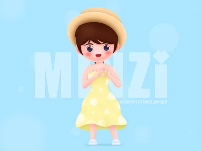 Hi~summer~ cartoon design forever girl illustration minzi smile summer ui