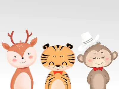 Safari friends cute animal cute animals cute safari digital painting forest animals illustration illustrator procreate woodland