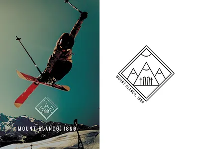 Mount Blanco - ski resort logo 1800 8 black black white branding challenge dailylogochallenge design holiday icon learning logo mountain poles resort ski skiing snow snowboard vector