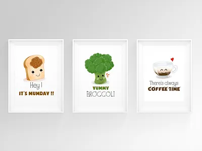 Set of 3 posters - Kitchen decor digital art digital illustration digital painting digital print digital printing digital printing press illustration illustrator illustrator design kitchen decor kitchen prints