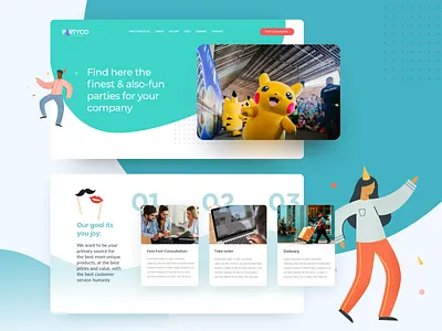 Partico shot2 adobe xd colorful fun home page home page design homepage homepage design party uidesign uxdesign