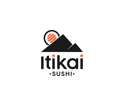 Itikai Sushi Logo black brand branding clean custom customtype design flat icon identity logo logo design logotype minimal modern simple sushi type typography vector