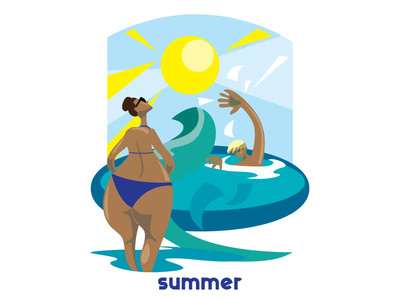 People in the summer on the beach