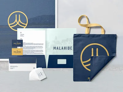 Malahide Stationery Set bag brand identity branding business card design envelope folder identity identity design stationery stationery design stationery mockup