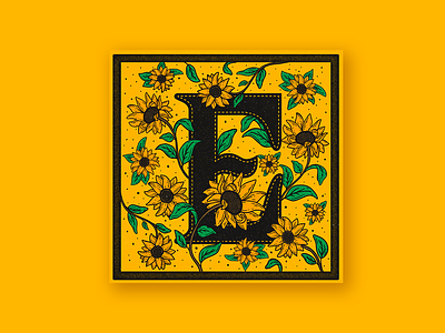 E design e flowers illustration lettering lettering challenge procreate sunflowers texture textures typography yellow